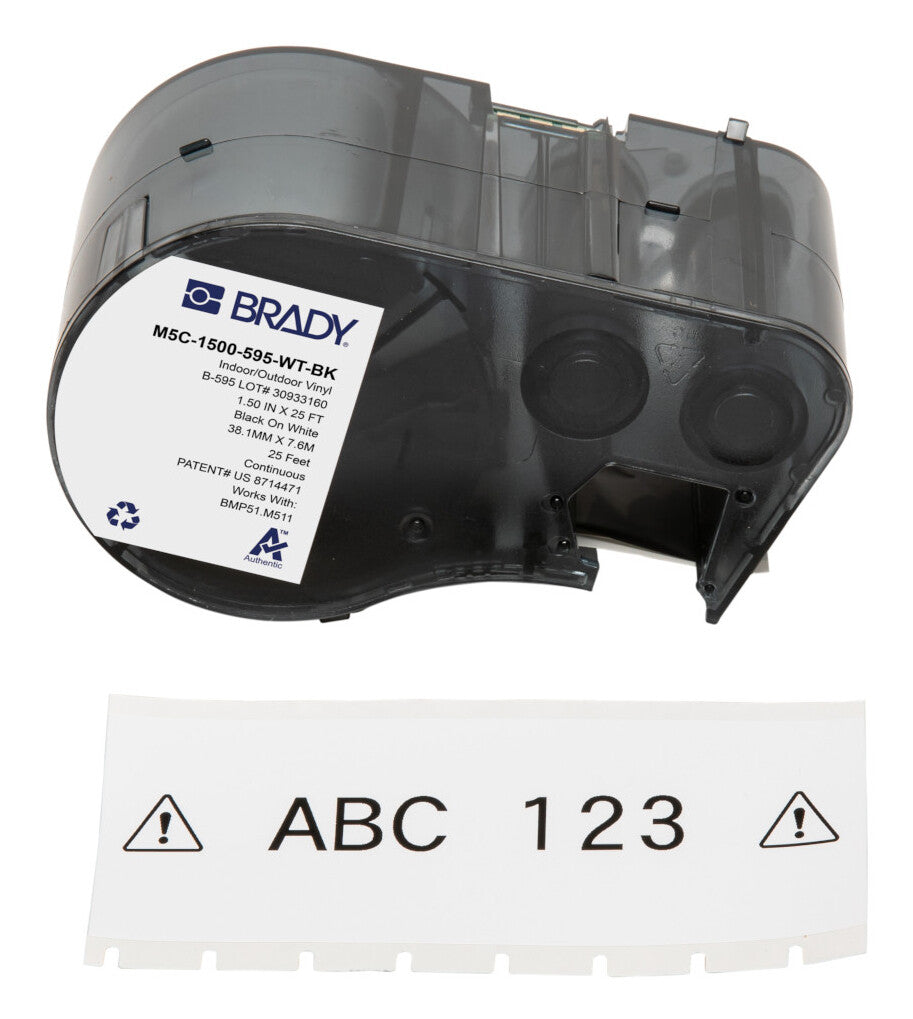 Brady M5C-1500-595-WT-BK printer label Black, White Self-adhesive printer label
