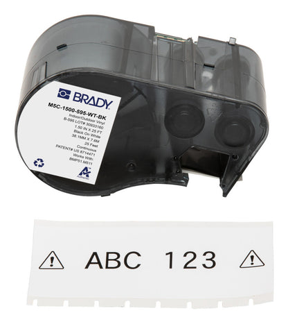 Brady M5C-1500-595-WT-BK printer label Black, White Self-adhesive printer label