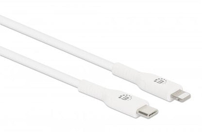 Manhattan USB-C to Lightning Cable, Charge & Sync, 2m, White, For Apple iPhone/iPad/iPod, Male to Male, MFi Certified (Apple approval program), 480 Mbps (USB 2.0), Hi-Speed USB, Lifetime Warranty