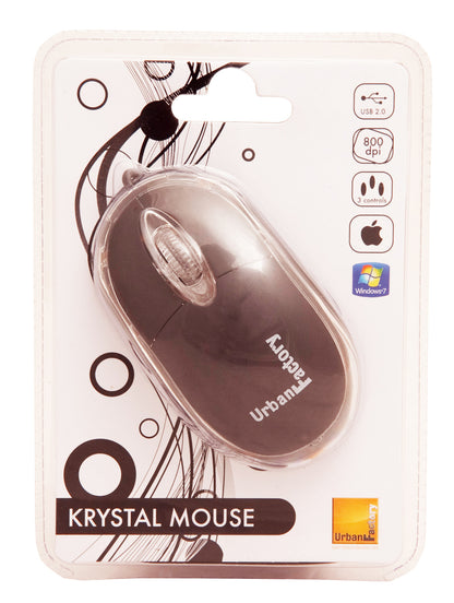 Urban Factory Cristal Mouse Optical USB 2.0, 800dpi, Internal Light, Black