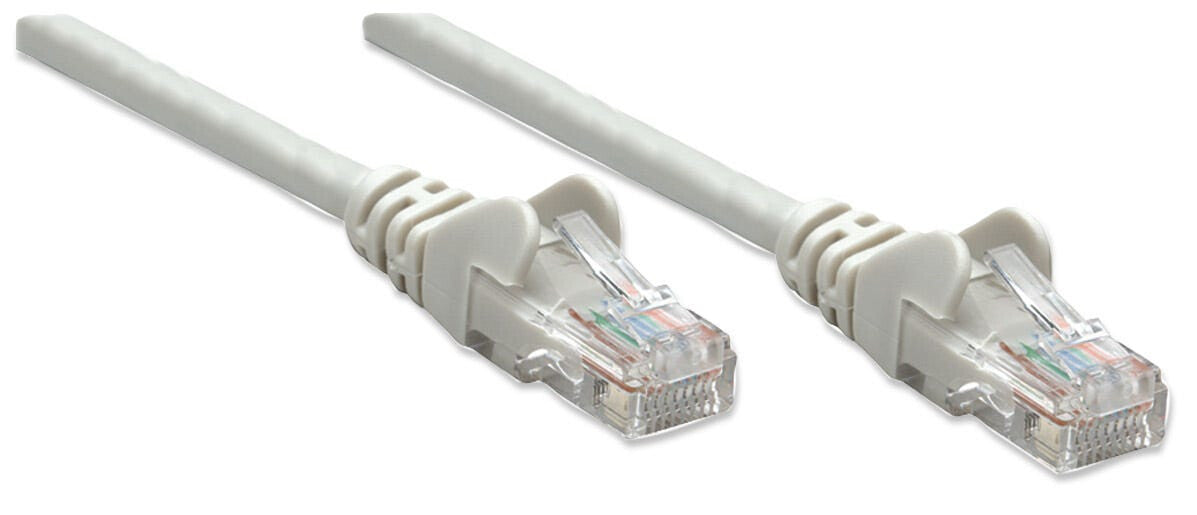 Intellinet Network Patch Cable, Cat5e, 0.5m, Grey, CCA, U/UTP, PVC, RJ45, Gold Plated Contacts, Snagless, Booted, Lifetime Warranty