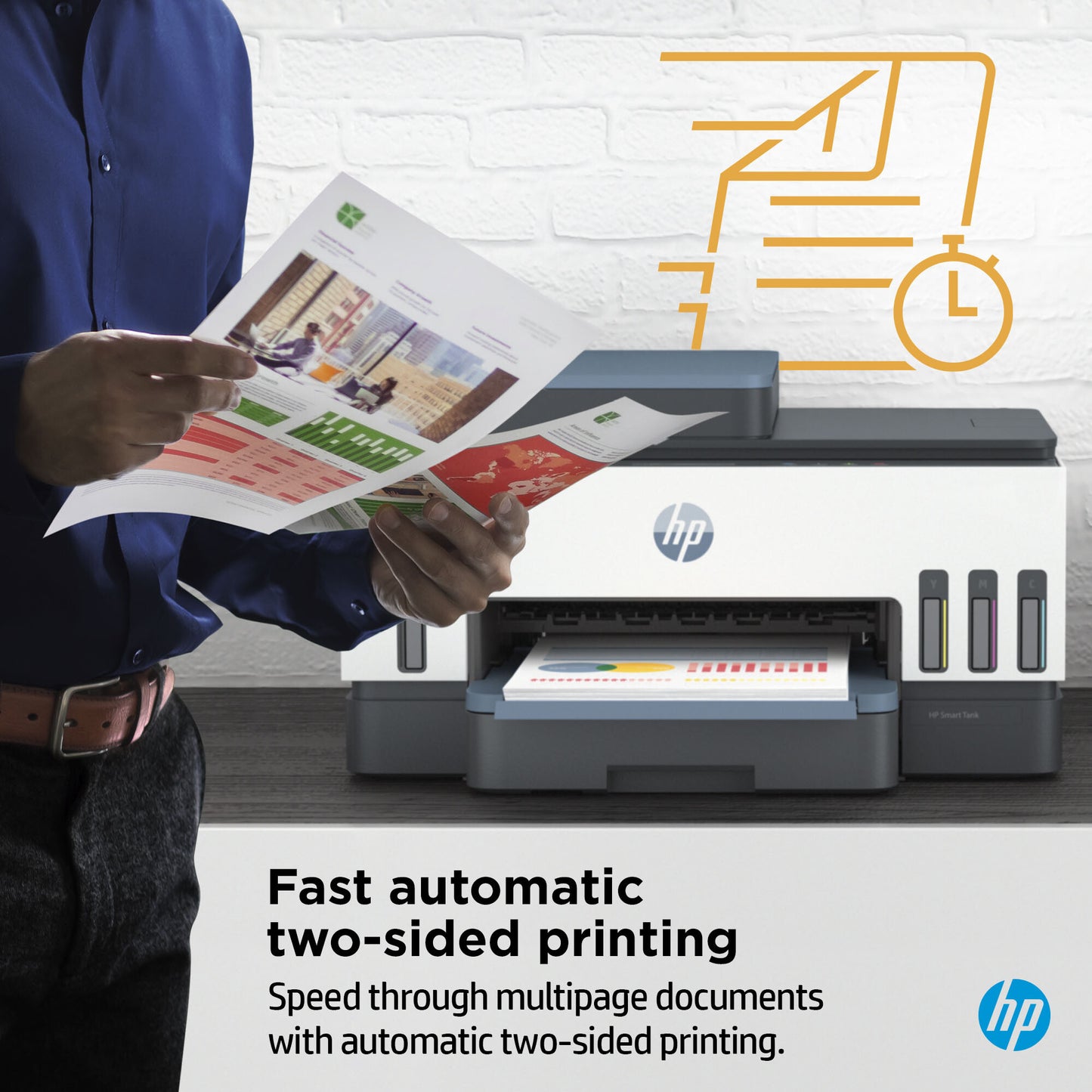 HP Smart Tank 7308 Wireless All-in-One Color Printer, Up to 2 Years of ink included; Two-sided printing; Copier, Scanner