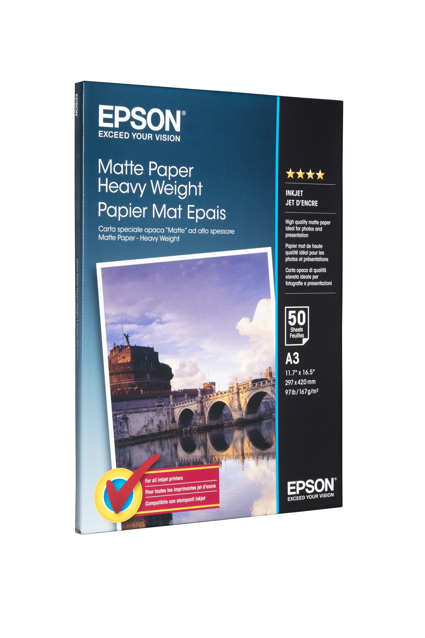 Epson Matte Paper Heavy Weight, DIN A3, 167g/m2, 50 Sheets