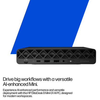 HP EliteDesk 8 Mini G1i AI Intel Core Ultra 7 265T 16 GB DDR5-SDRAM 512 GB SSD Windows 11 Pro Mini PC AI PC Black