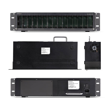 StarTech.com 15-Slot Unmanaged Media Converter Chassis for MCM Media Converter Series, Full Power Isolation, Active Cooling, 19in Rackmount, TAA Compliant