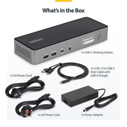 StarTech.com Triple-Monitor USB-C Docking Station, 140W Laptop Charging Dock for MacBook Pro and Windows, 4K 60Hz HDMI or DisplayPort, TAA