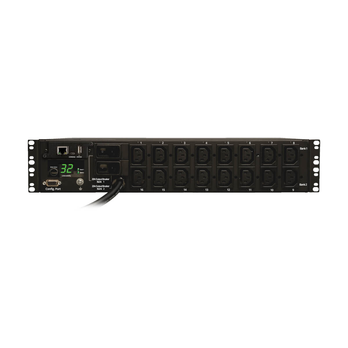 Tripp Lite PDUMH32HVNET 7.4kW Single-Phase Switched PDU, LX Interface, 230V Outlets (16-C13), IEC-309 Blue 230V 32A, 3.6m Cord, 2U Rack-Mount, TAA