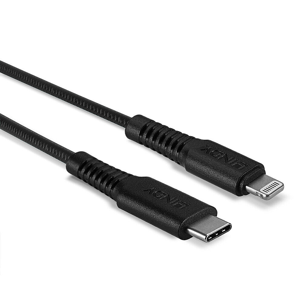 Lindy 0.5m Reinforced USB Type C to Lightning Charge and Sync Cable