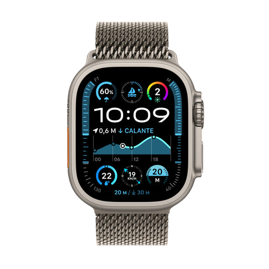 Apple Watch Ultra 2 GPS + Cellular 49mm Natural Titanium Case with Natural Titanium Milanese Loop - S
