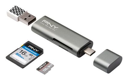 PNY R-TC-UA-3N1E01-RB card reader USB 3.2 Gen 1 (3.1 Gen 1) Type-C Metallic
