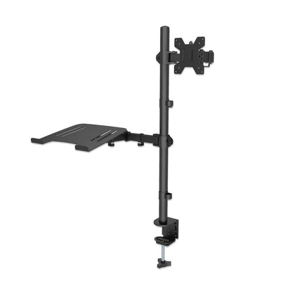 Manhattan Desk Mount for Monitors & Laptop Combo (Full Motion), For screens: 10-27", Laptop up to 17", Clamp Assembly, VESA compatibility: 75x75 and 100x100mm - check the dimensions of the four mounting holes on back of screen to ensure it fits, Max 8kg,