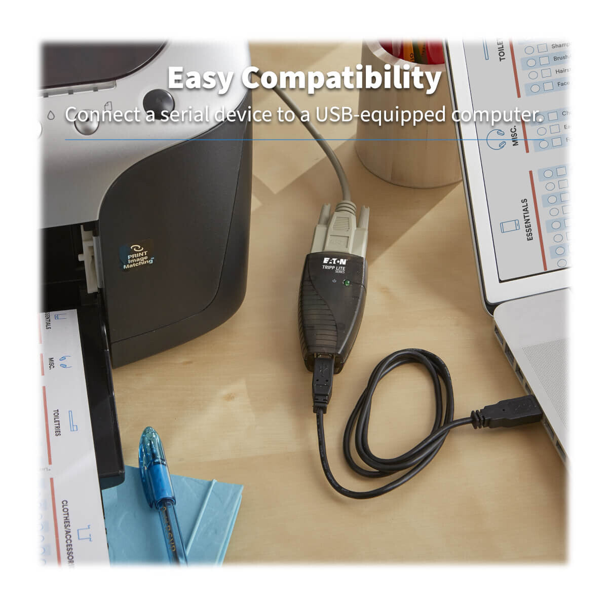 Tripp Lite USA-19HS Keyspan USB to Serial Adapter - USB-A Male to DB9 RS232 Male, 3 ft. (0.91 m), TAA