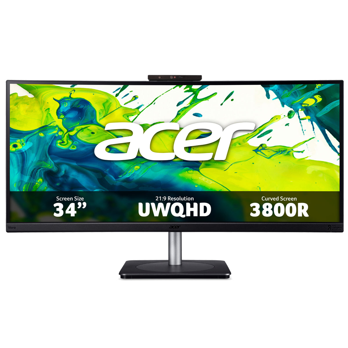 Acer CB3 Vero CB343CURD docking monitor - 34", UWQHD, 21:9 ultrawide, 3800R curve, 60Hz, AdaptiveSync, webcam, height adjustable