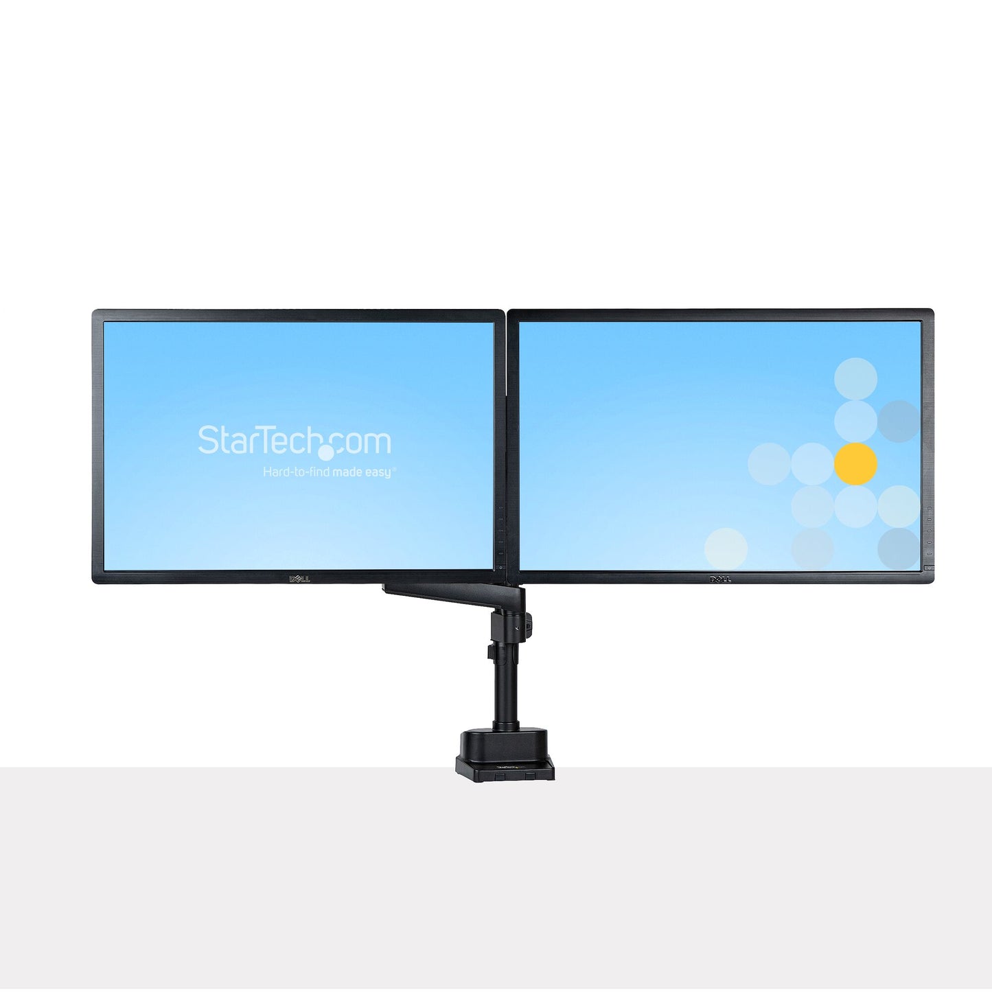 StarTech.com Desk Mount Dual Monitor Arm - Full Motion Monitor Mount for 2x VESA Displays up to 32" (17lb/8kg) - Vertical Stackable Arms - Height Adjustable/Articulating - Clamp/Grommet