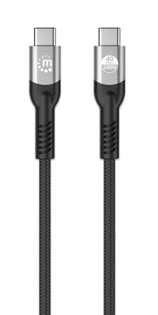 Manhattan Fast USB-C to USB-C Cable (240W), 1m, 240W Laptop Charging + High-Speed Data & Video, Works with ALL Laptops (Note additional USB-C 240W wall charger needed), 40 Gbps Ultra-Fast Transfers, Black, 3 year Warranty