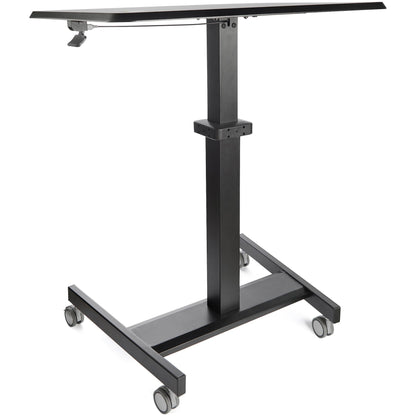 StarTech.com Mobile Standing Desk - Portable Sit Stand Ergonomic Height Adjustable Cart on Wheels - Rolling Computer/Laptop Workstation Table with Locking One-Touch Lift for Teacher/Student