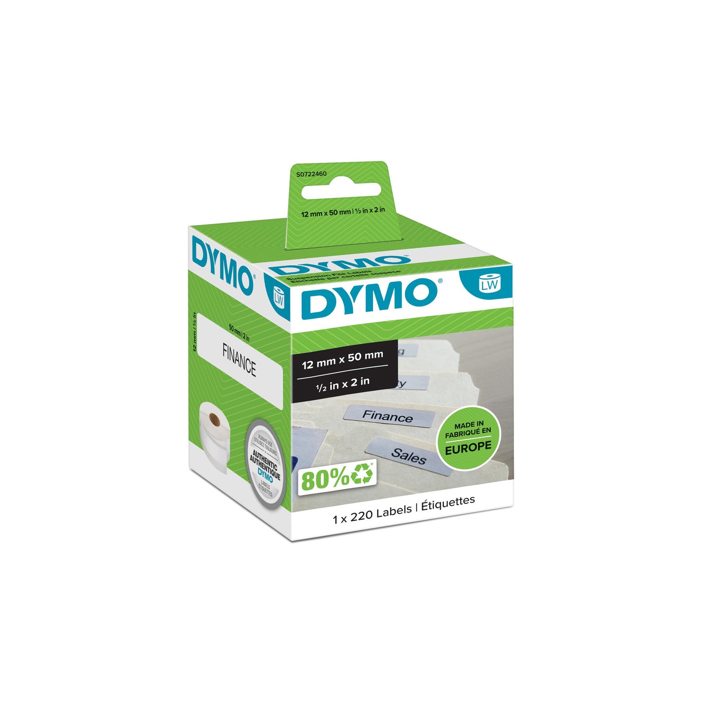 DYMO Suspension File Labels - 12 x 50 mm - S0722460