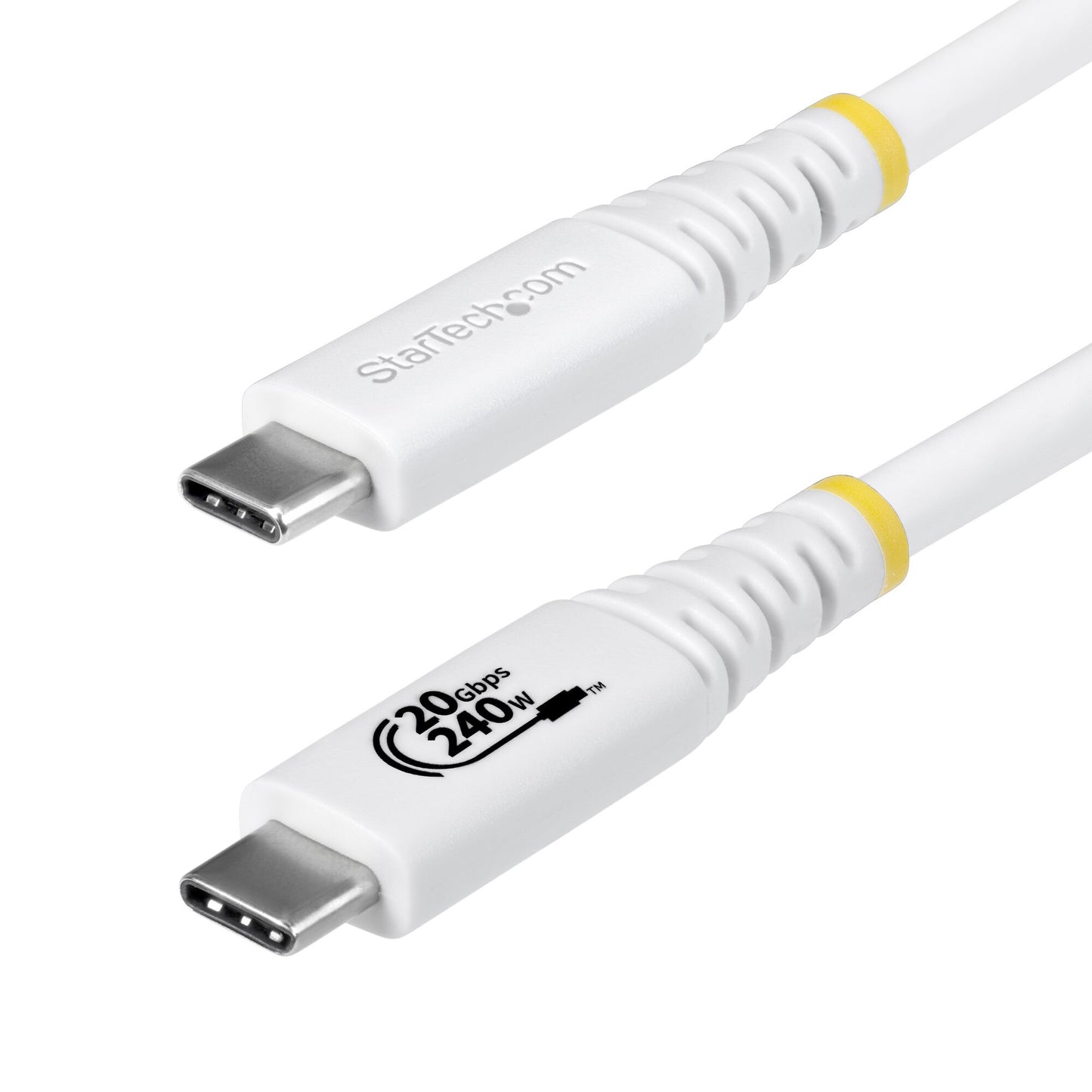 StarTech.com 2m (6ft) USB4 Cable, 20Gbps, USB-IF Certified USB-C Cable, 240W PD EPR, 4K 120Hz DP 2.1, TPE Jacket, White USB-C Cord