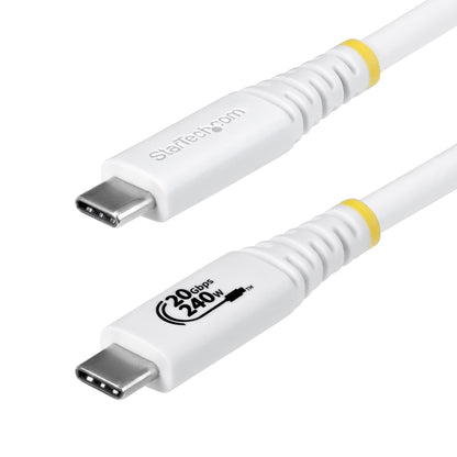 StarTech.com 2m (6ft) USB4 Cable, 20Gbps, USB-IF Certified USB-C Cable, 240W PD EPR, 4K 120Hz DP 2.1, TPE Jacket, White USB-C Cord