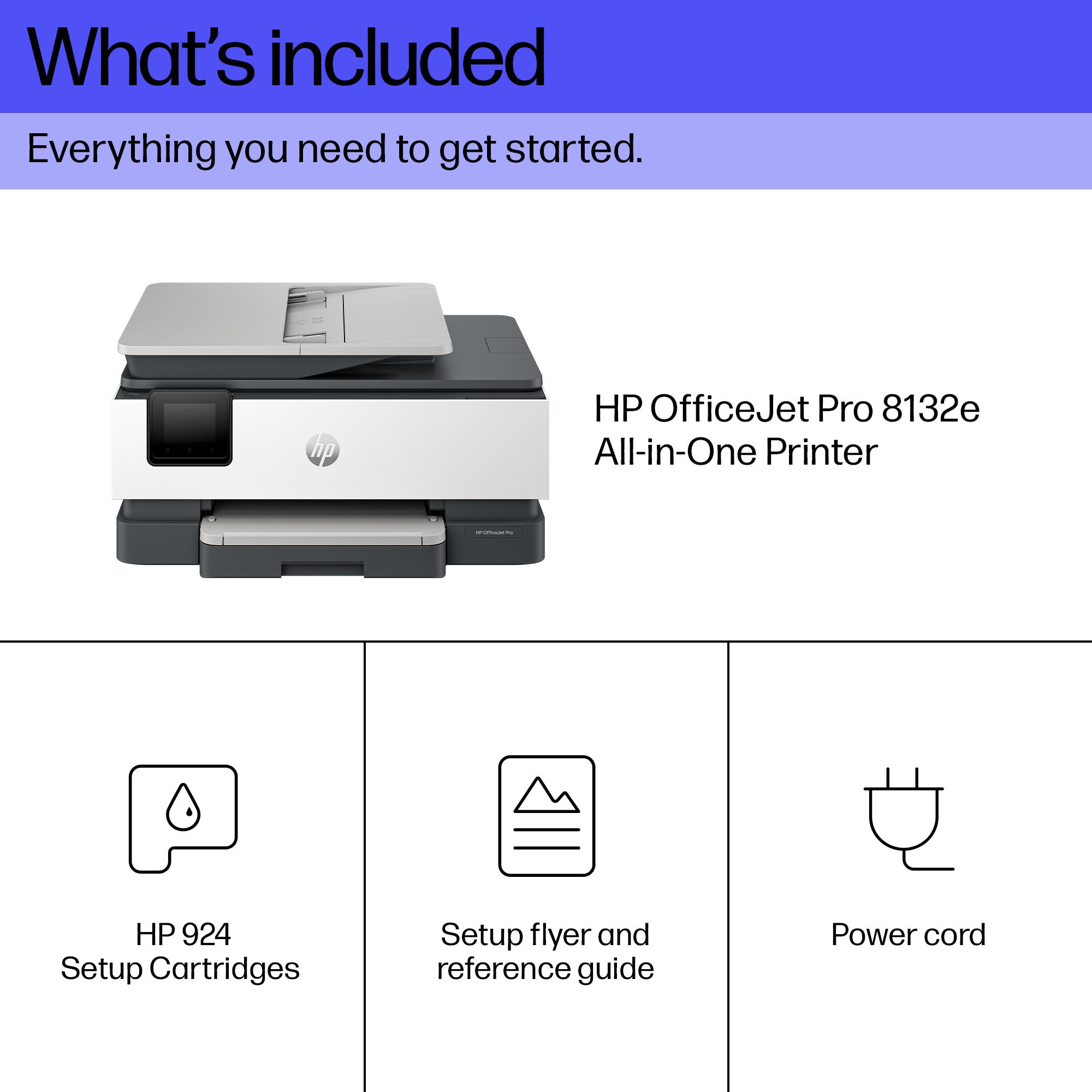 HP OfficeJet Pro 8132e Wireless All-in-One Color Printer, Instant Ink; Two-sided printing