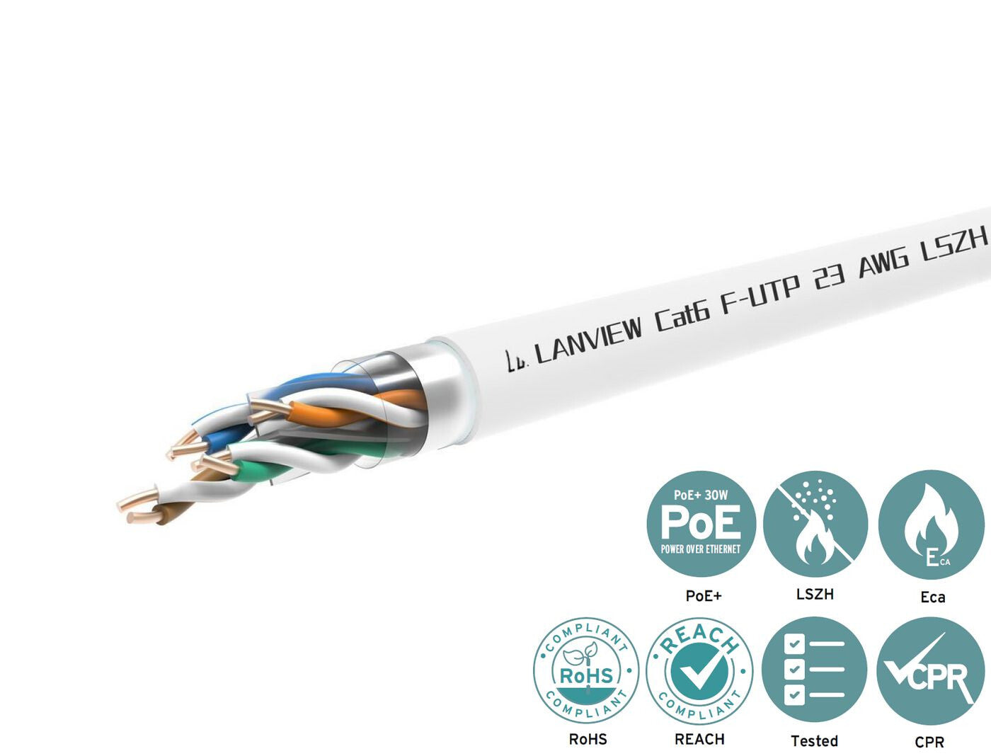 Lanview LVN122113 networking cable White 305 m Cat6 F/UTP (FTP) Round