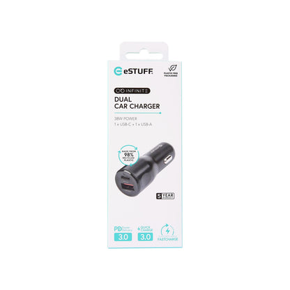 eSTUFF ES631031 mobile device charger Mobile phone Black Cigar lighter Fast charging Auto