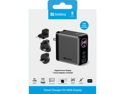 Sandberg Travel Charger PD140W Display