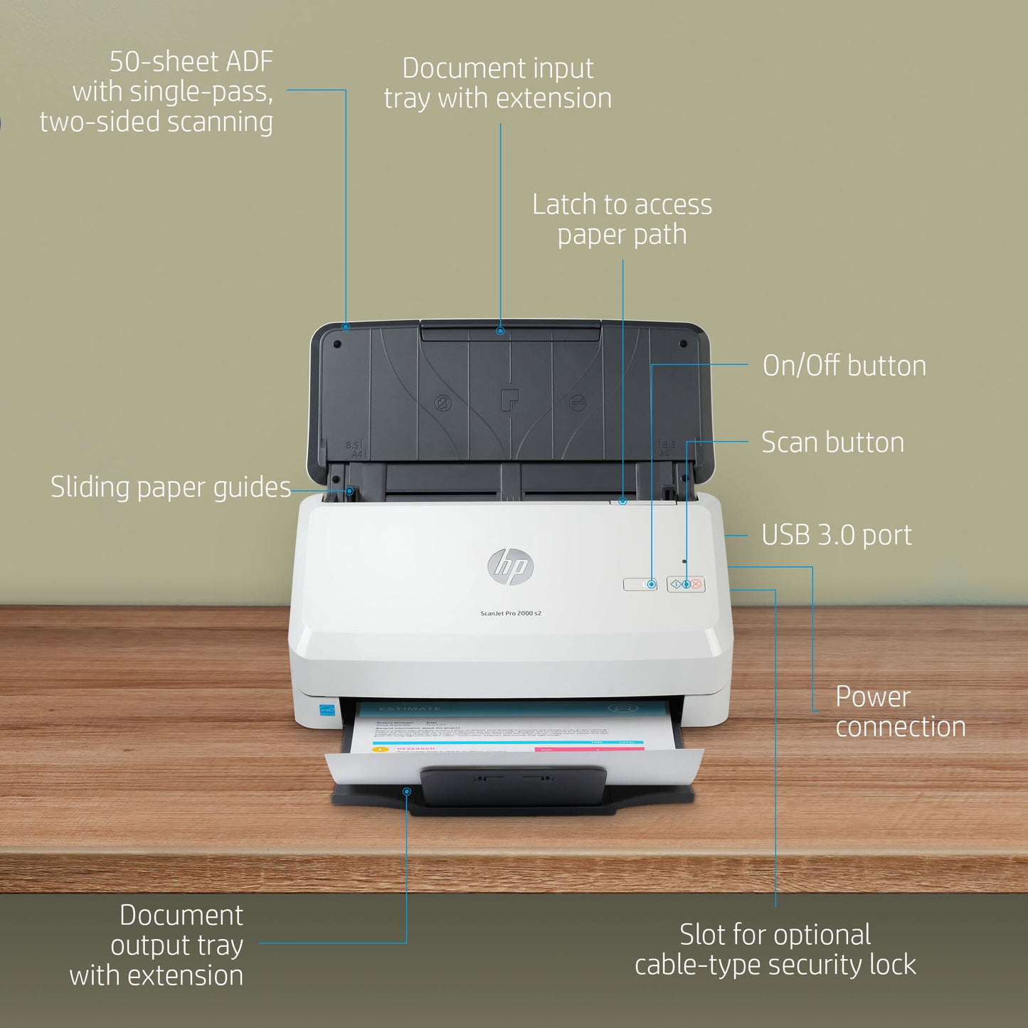 HP ScanJet Pro 2000 s2 Sheet-fed scanner 600 x 600 DPI A4 Black, White