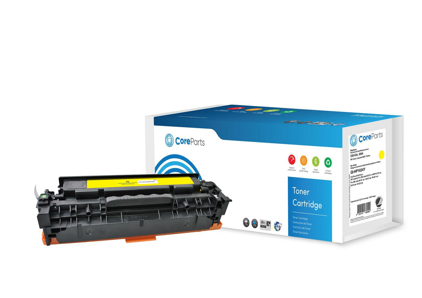 CoreParts QI-HP1024Y toner cartridge 1 pc(s) Compatible Yellow