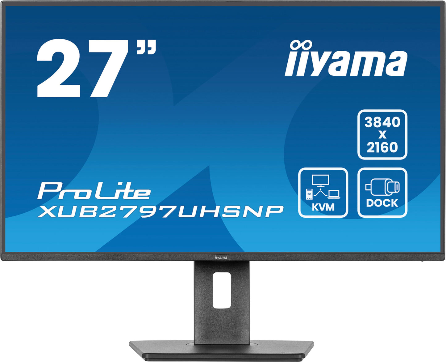 iiyama ProLite 27’’ 4K IPS technology panel with RJ45 (LAN), KVM Switch and USB-C Dock with 96W power delivery