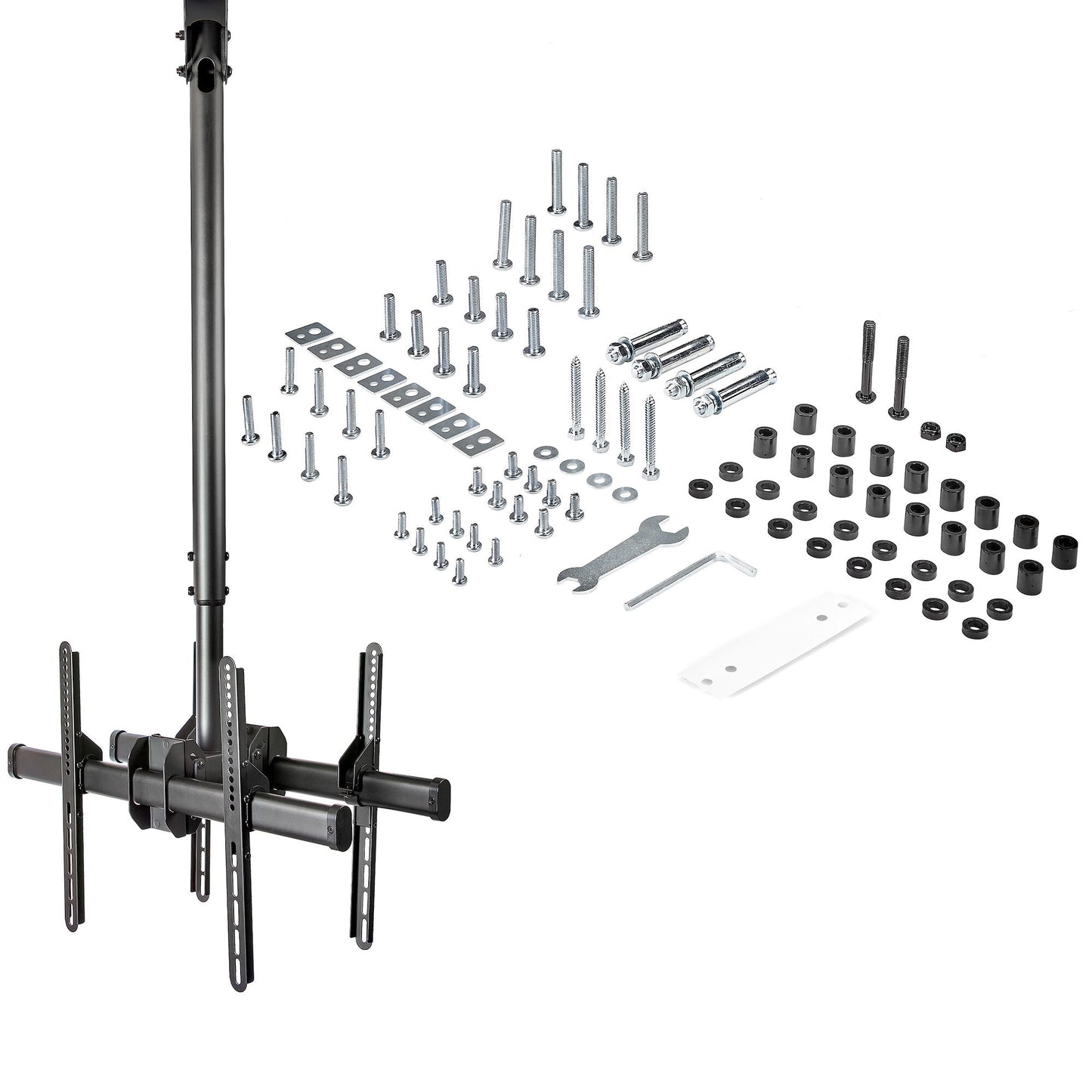 StarTech.com Dual TV Ceiling Mount - Back-to-Back Heavy Duty Hanging Dual Screen Mount with Adjustable Telescopic Pole - Tilt/Swivel/Rotate - VESA Bracket for 32”-75" Displays