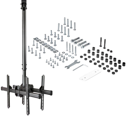 StarTech.com Dual TV Ceiling Mount - Back-to-Back Heavy Duty Hanging Dual Screen Mount with Adjustable Telescopic Pole - Tilt/Swivel/Rotate - VESA Bracket for 32”-75" Displays
