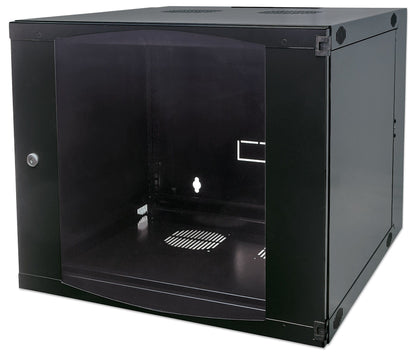 Intellinet Network Cabinet, Wall Mount (Double Section Hinged Swing Out), 6U, Usable Depth 235mm/Width 465mm, Black, Flatpack, Max 30kg, Swings out for access to back of cabinet when installed on wall, 19", Parts for wall install (eg screws/rawl plugs) no