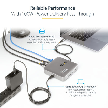 StarTech.com USB C Docking Station, Dual 4K 60Hz HDMI compatible with MacBook Pro (M1/M2/M3/M4) and Windows, USB-A/USB-C 10Gbps Hub, 100W Power Delivery, GbE, SD, 22in/56cm Cable