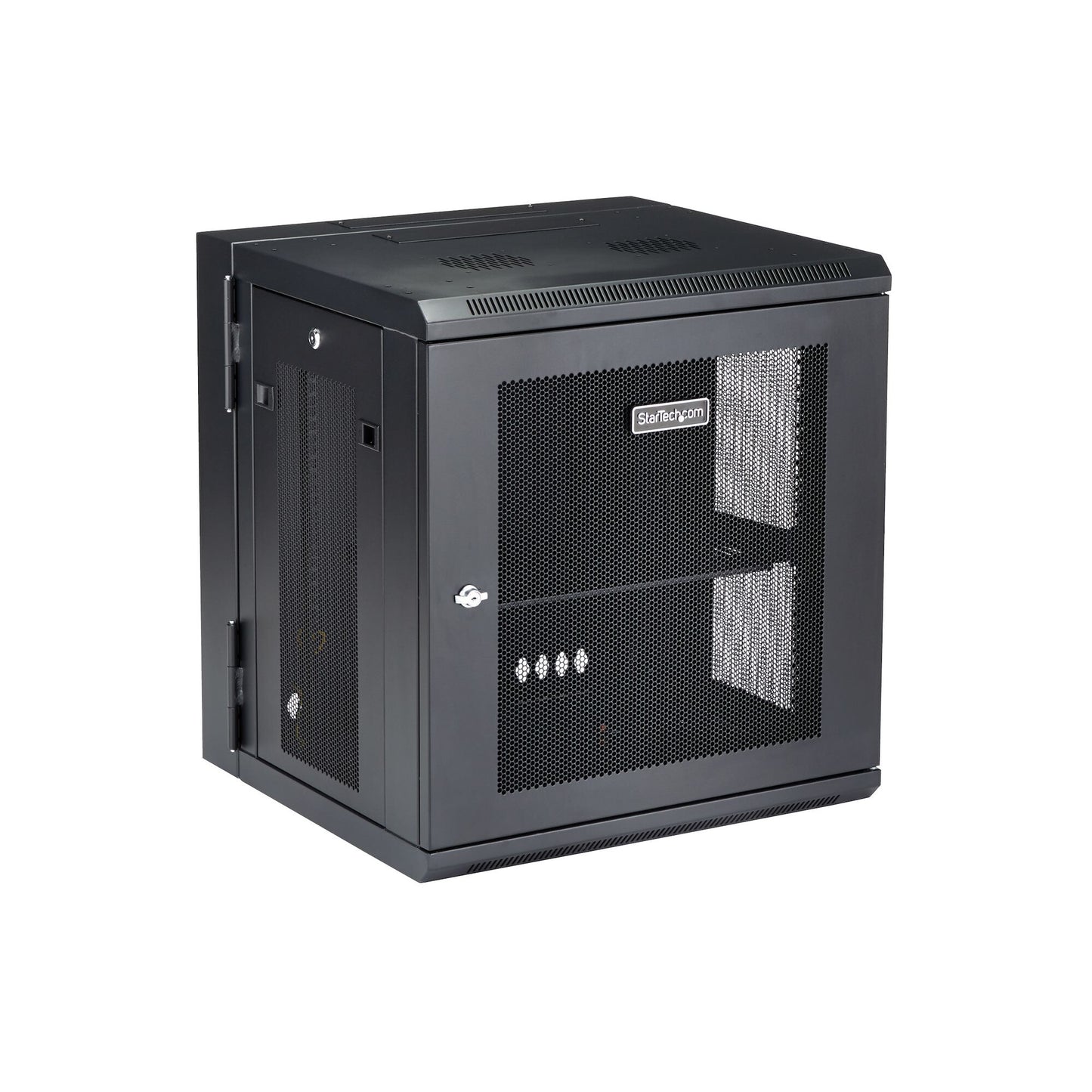 StarTech.com 4-Post 12U Wall Mount Network Cabinet with 1U Shelf, 19" Hinged Wall-Mounted Server Rack for Data / AV / Electronics / Computer Equipment, Flexible Vented Rack Enclosure