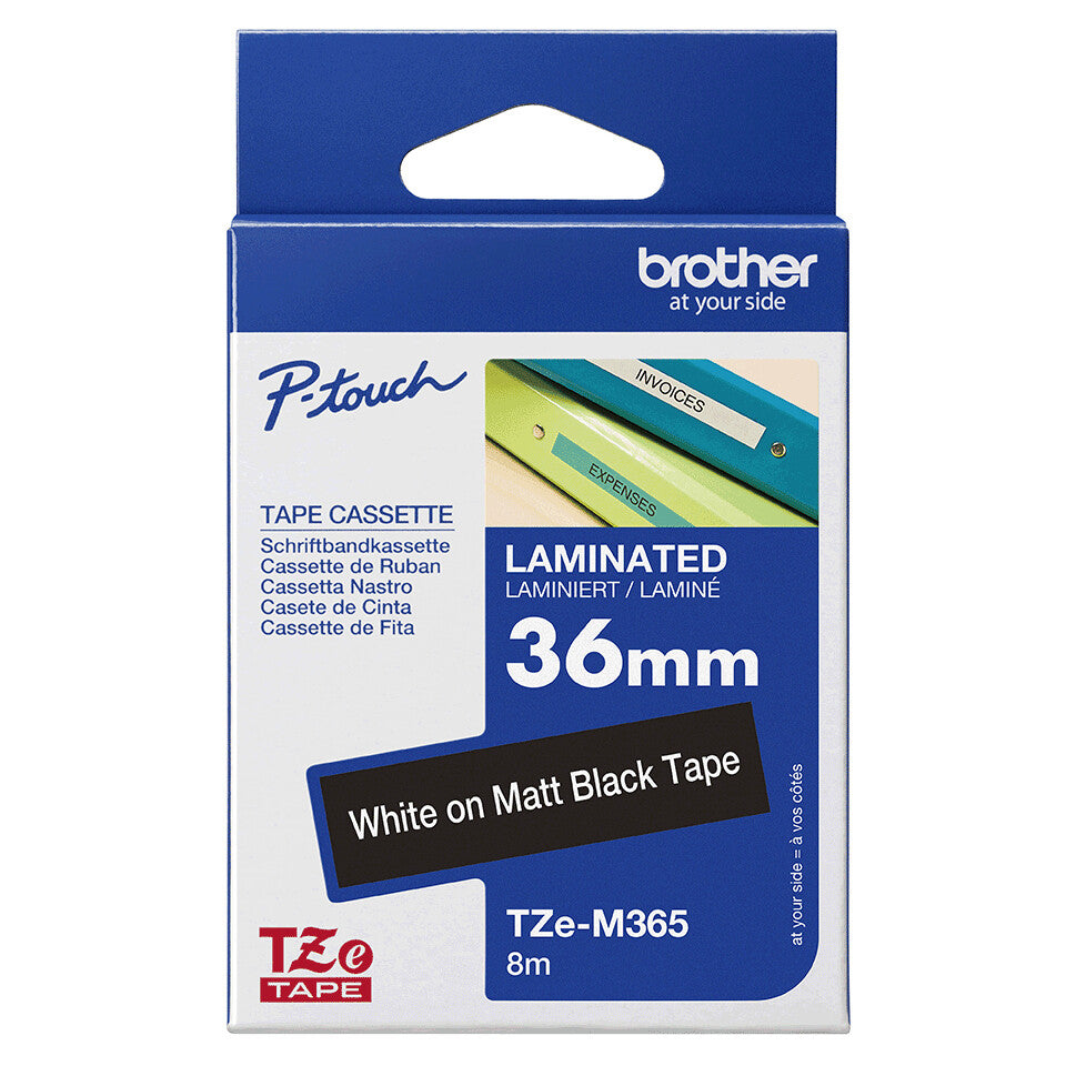 Brother TZE-M365 label-making tape White on black