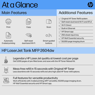 HP LaserJet Tank MFP 2604dw Printer
