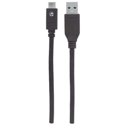 Manhattan USB-C to USB-A Cable, 1m, USB 3.2 Gen 2 (formerly USB 3.1 Gen 2), 10 Gbps, 3A Fast Charging, SuperSpeed+ USB, Black, Lifetime Warranty, Equivalent to USB31AC1M