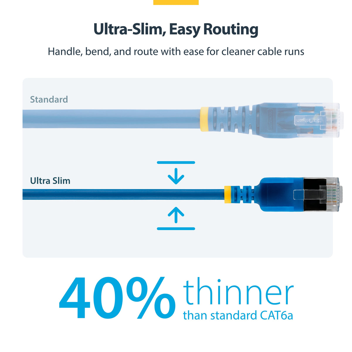 StarTech.com 80cm Blue Ultra Slim Cat6A Ethernet Cable, Snagless, FTP, Pure Bare Copper Wire, 34AWG Slim RJ45 Network Patch Cord, Individually Tested