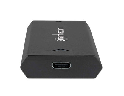 Manhattan M.2 NVMe SSD Enclosure, USB-C Female Connection, 10 Gbps (USB 3.2 Gen2 aka USB 3.1), UASP-compliant, SuperSpeed+ USB, Aluminum, Black, Three Year Warranty, Box