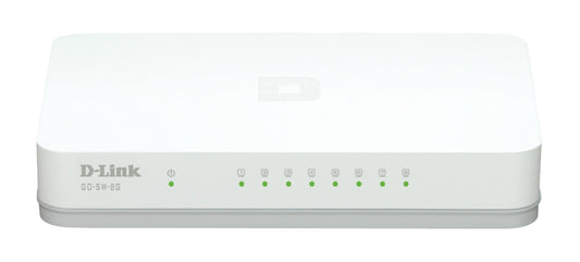D-Link GO-SW-8G/E network switch, Unmanaged, 8-port, white