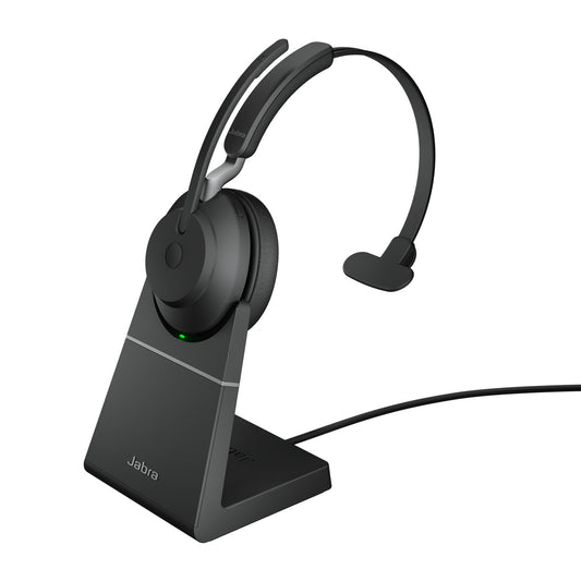 Jabra Evolve2 65 USB-A UC Mono with Charging Stand headset, Head-band, Wireless connection, Boom microphone, Office/Call center, black