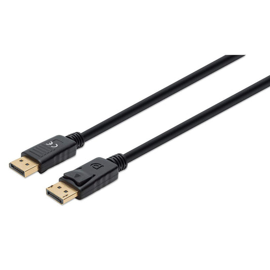 Manhattan DisplayPort 1.4 Cable, 8K@60hz, 3m, Suitable for ALL 8K, 4K & 1080p/HD uses - when upgrading now or have it ready for when you need it, PVC Cable, Male to Male, With Latches, Fully Shielded, Black, Lifetime Warranty, Equivalent to DP14MM3M