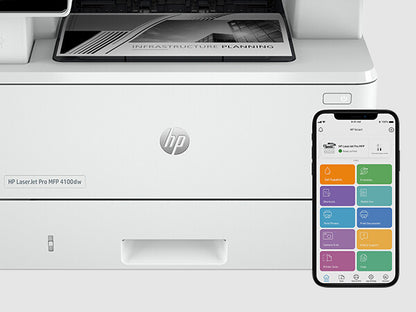 HP LaserJet Pro 4102fdw Wireless Multifunction Black and white Printer, Copier, Scanner; Duplex
