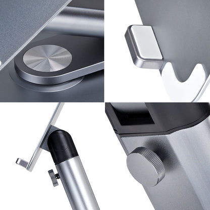 StarTech.com Telescopic Laptop Stand, 360 Swivel Base, Rotating Computer Riser for Desk, Adjustable Height and Tilt, Max 11lb/5kg, Aluminum Build, Portable Design