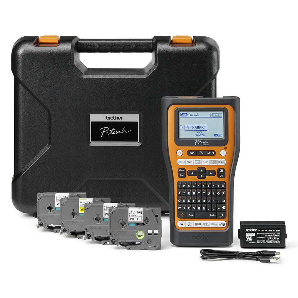 Brother PT-E560BTSP label printer Thermal transfer 180 x 180 DPI 30 mm/sec Wired & Wireless HSE/TZe Bluetooth QWERTY