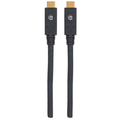 Manhattan USB-C to USB-C Cable, 2m, USB 3.0 (aka USB 3.2 Gen 1), 5 Gbps, 3A Fast Charging, SuperSpeed USB, Black, Lifetime Warranty, Equivalent to USB315CC2M