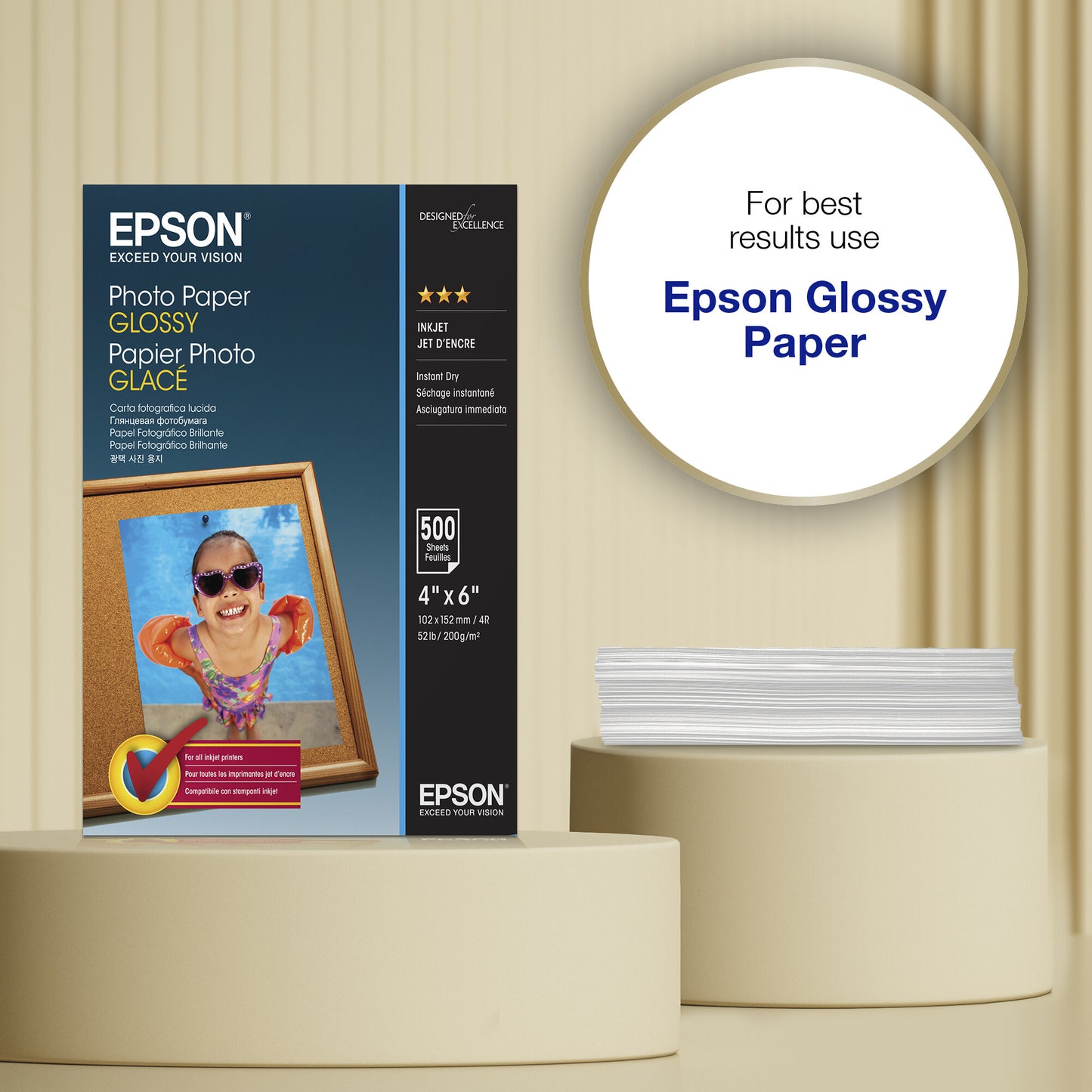 Epson Glossy Photo Paper (100 x 150mm), 200gsm, 500 sheets