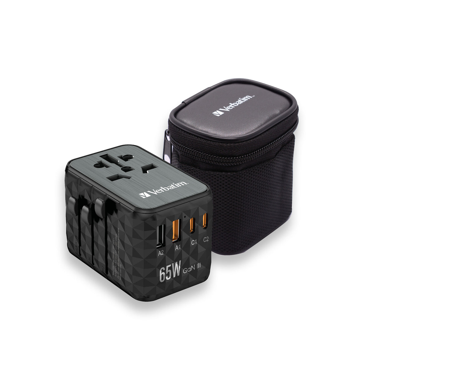 Verbatim GaN III Universal Travel Adapter UTA-05 with 2 x USB-C PD & QC 4+ & 2 x USB-A ports