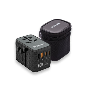 Verbatim GaN III Universal Travel Adapter UTA-05 with 2 x USB-C PD & QC 4+ & 2 x USB-A ports